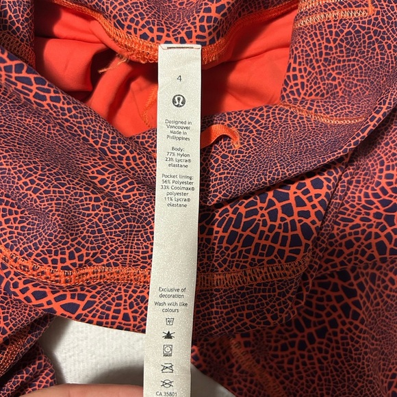 Lululemon Wunder Train HR Size 4 Orange Crackle Glaze - Picture 4 of 4